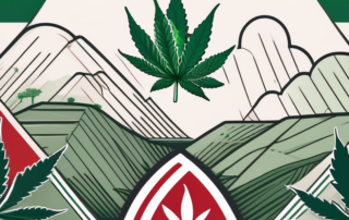 The danish flag with cannabis leaves subtly incorporated into the design