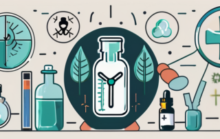 A cbd oil bottle with a medical cross symbol on it