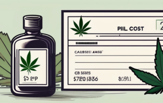 A pharmacy bottle with a cannabis leaf on the label