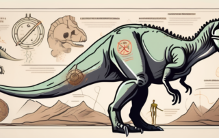 A t-rex standing next to a large