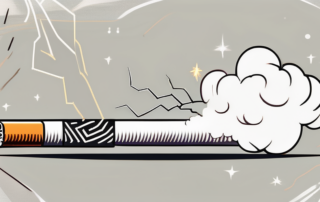 A broken cigarette with smoke rising up