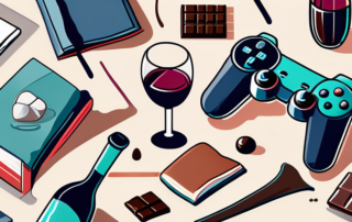 A variety of items such as a wine glass