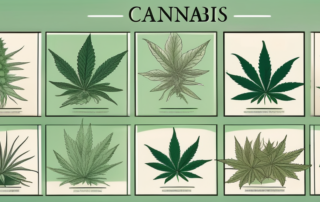 Various types of cannabis plants in a serene and professional medical setting