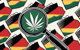 A cannabis plant with the german flag in the background