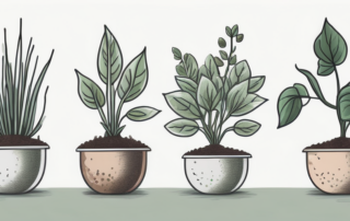 Several indoor plants in different stages of growth