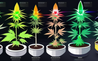 An autoflowering cannabis plant under an led light setup