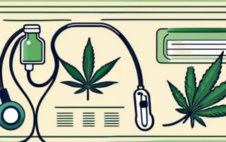 A medical prescription pad with a stethoscope and a cannabis leaf