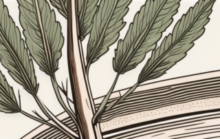 A hemp plant with visible growth rings