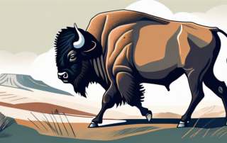 The portuguese landscape with a tatanka (american bison) roaming in the foreground to symbolize its discovery in portugal