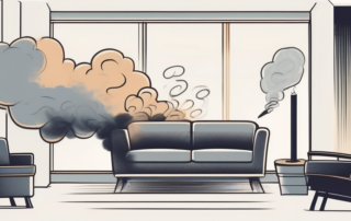 A cloud of smoke hovering over a set of furniture