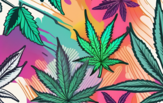 A variety of cannabis plants with a spotlight shining on one that stands out due to its vibrant colors and unique features