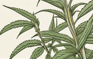 Female hemp seeds on a plant