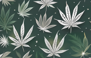 A peaceful night scene with a cannabis leaf subtly incorporated