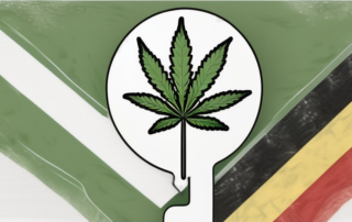 A cannabis leaf in front of a german flag