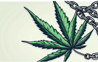 A cannabis leaf in a chain