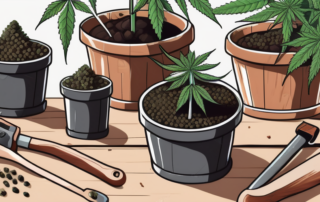 A variety of cannabis seeds in different stages of growth