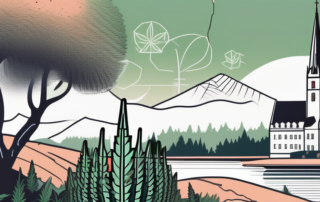 A danish landscape with cannabis plants scattered around