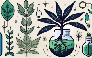 A hemp plant with its various parts like seeds