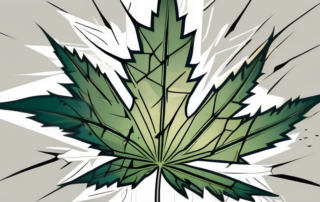 A shattered cannabis leaf symbolizing the negative consequences of cannabis addiction
