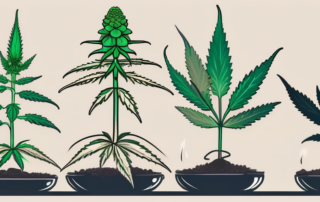 A cannabis plant in different stages of blooming
