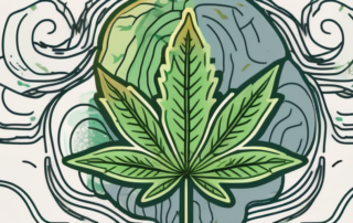 A brain with cannabis leaves subtly incorporated into its structure