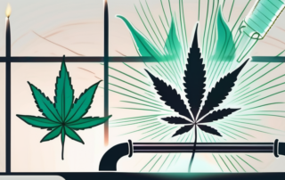 A cannabis flower next to a lit pipe
