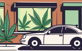A car parked with a marijuana leaf on the hood
