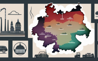 A map of germany enveloped in a cloud of smoke
