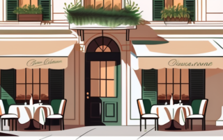 A charming italian restaurant facade with outdoor seating