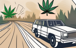 A car with a marijuana leaf symbol on it