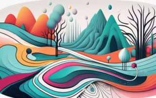 A surreal landscape with vibrant colors