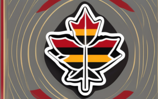 A cannabis leaf with the colors of the german flag (black