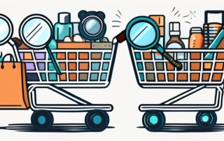 A shopping cart filled with a variety of products