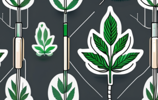A digital stethoscope intertwined with a cannabis leaf