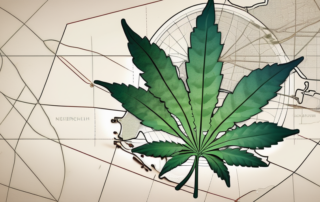A cannabis leaf superimposed on a map of niedersachsen