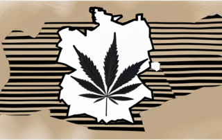 A map of germany with a cannabis leaf symbol superimposed on it