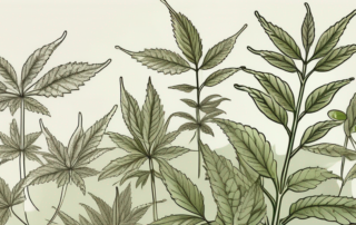 A hemp plant with its various parts like seeds