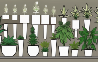 Various types of cannabis plants in a garden setting