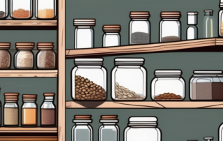 Various types of seeds stored in labeled glass jars
