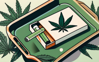 A marijuana joint resting on a small tray