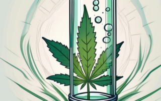 A marijuana leaf trapped inside a test tube