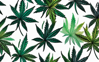 A cannabis plant intertwined with a symbolic representation of a nerve