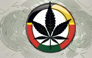 A german flag intertwined with a marijuana leaf