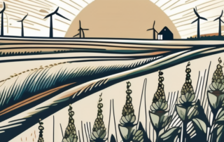 A variety of hemp seeds spread out on a dutch countryside background