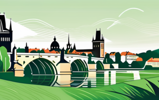 A landscape showcasing the czech republic's iconic landmarks such as the charles bridge and prague castle