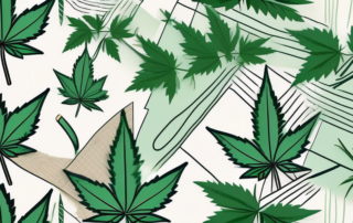 A broken cannabis leaf being wrapped with a bandage