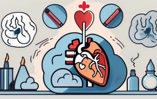 A lit cigarette surrounded by various symbols of disease