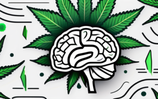 A cannabis leaf juxtaposed with a brain to symbolically represent the effect of cannabis