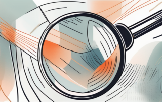 A magnifying glass examining a stylized