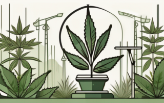 A few hemp plants growing in a garden